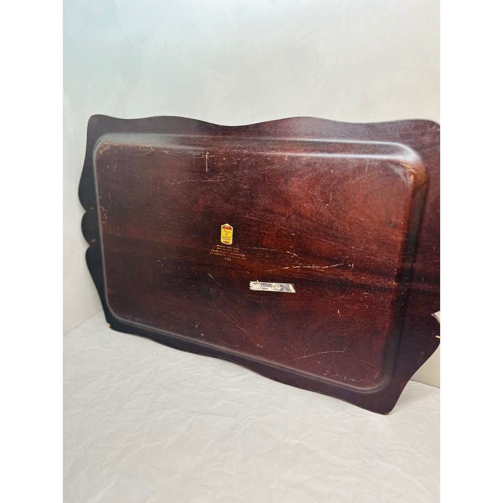 Vintage SE Overton Genuine Mahogany Bentwood Serving Tray Scalloped Edge 441 - Picture 6 of 9